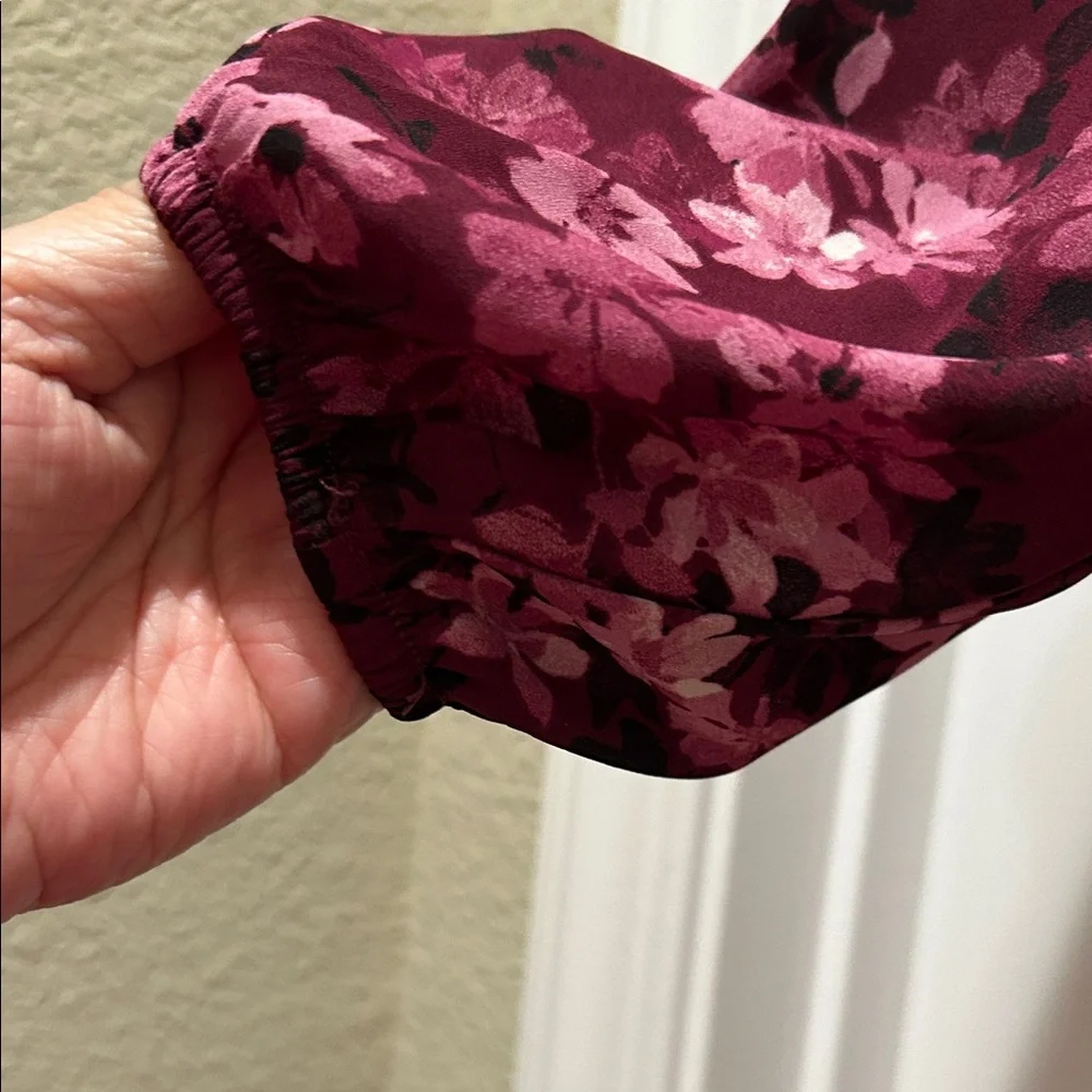 Anne Klein Burgundy Floral Blouse - Picture 3 of 5